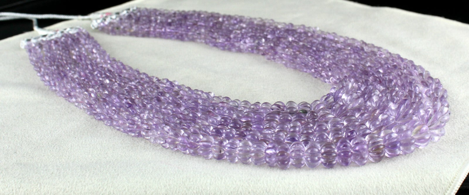 Certified Natural Pink Amethyst Carved Beads Necklace 1260ct Round 5 Line