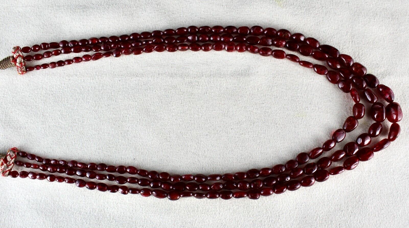 Natural Red Spinel Beaded Necklace 3 Line 313 Carats Gemstone Precious String