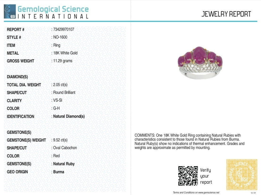 Certified Natural Ruby Diamond 18k Gold Ring 10ct Untreated Burma Gemstone