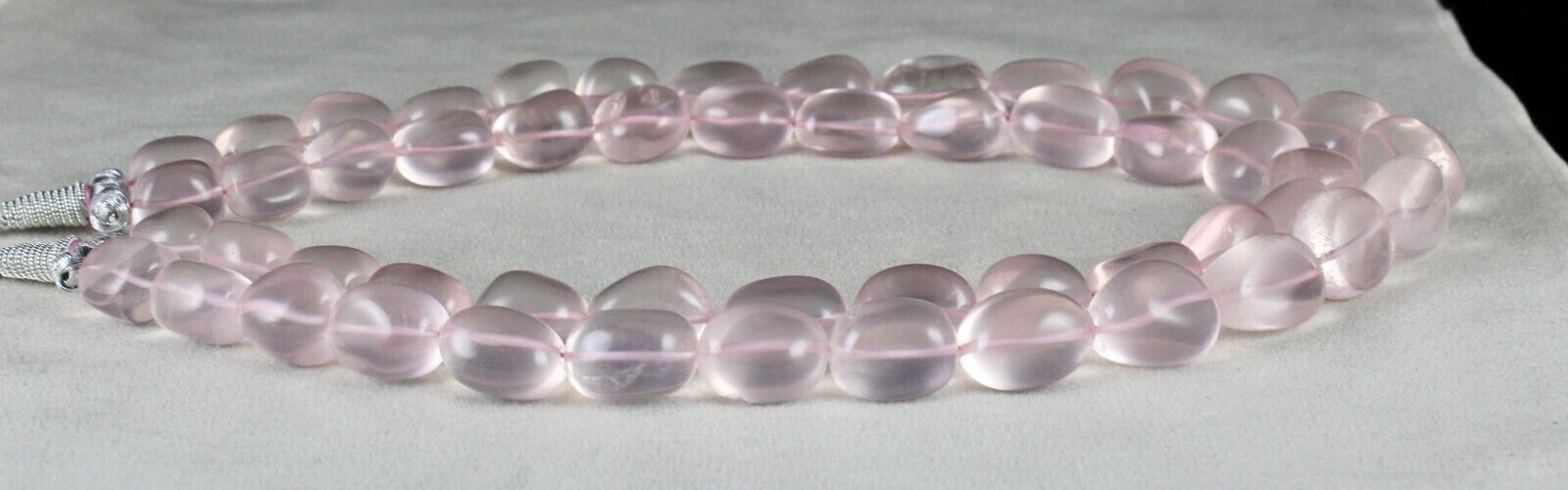 Fine Natural Rose Quartz Beads Nugget 2 L 1181 Ct Gemstone Fashion Pink Necklace