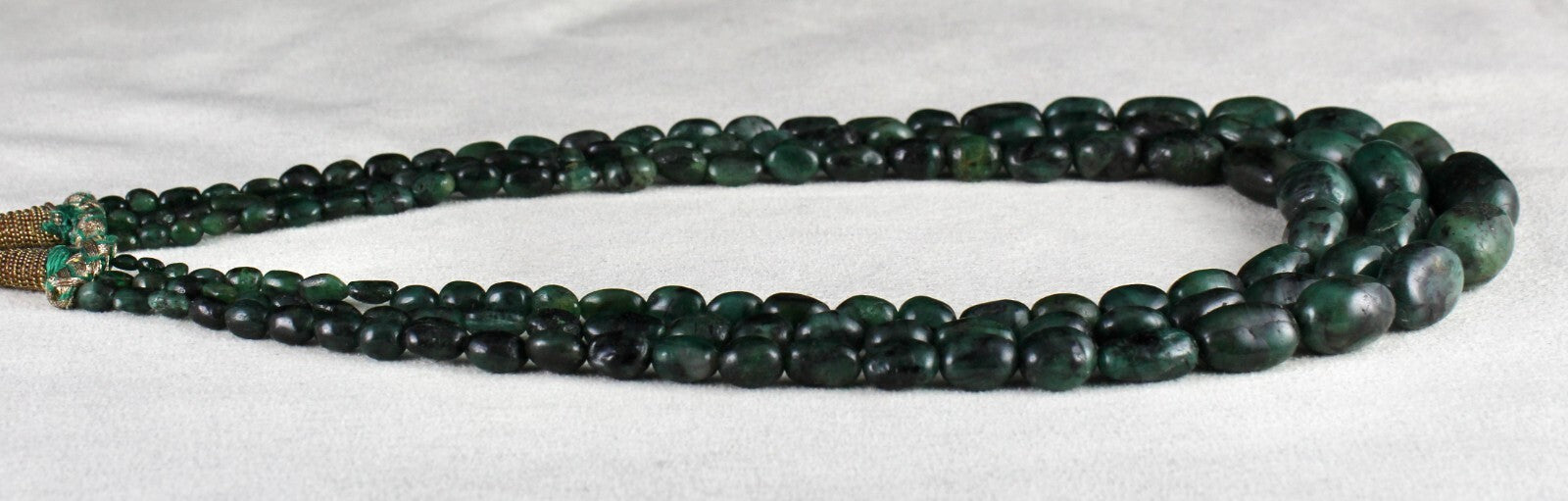 Certified Antique Vintage Natural Emerald Beads Necklace 3 L 475 Ct Cabochon