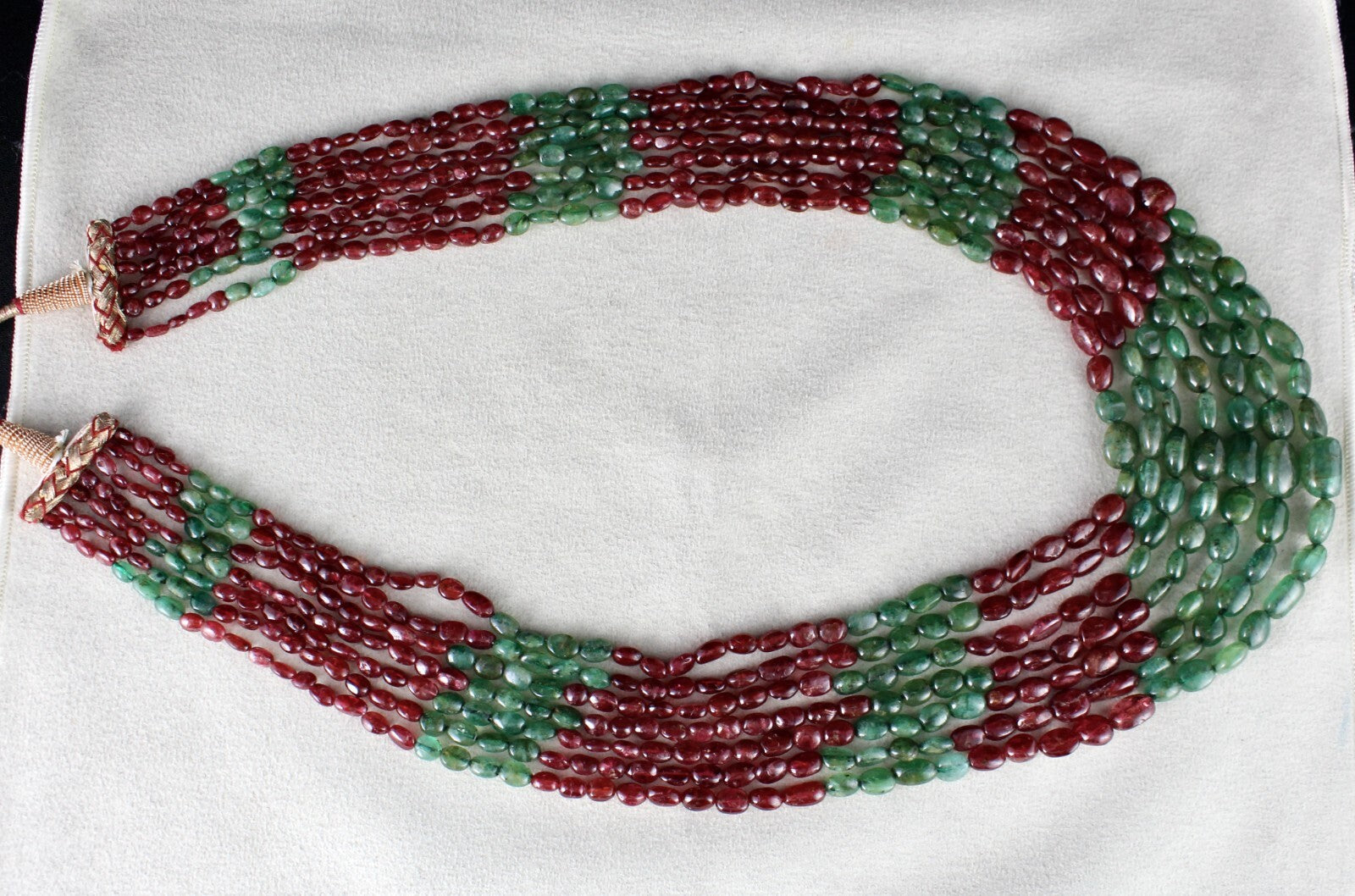 Certified Vintage Natural Spinel 724 Ct Emerald Beads Cabochon Necklace