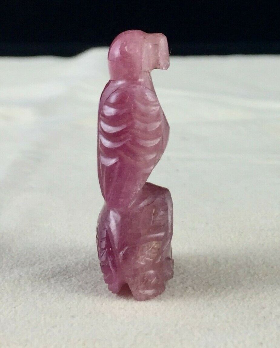 NATURAL MULTI PINKISH TOURMALINE BIRD CARVED 52.26 CARATS OLD GEMSTONE PENDANT