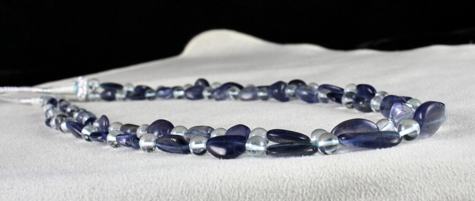 TOP NATURAL IOLITE BLUE TOPAZ CABOCHON BEADS 2 L 239 CTS GEMSTONE NECKLACE