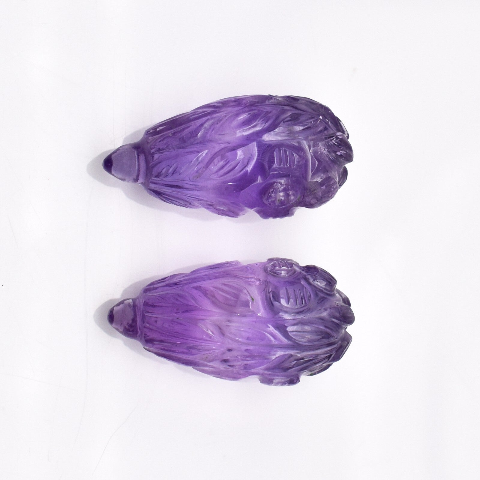 Natural Amethyst Teardrop Pair 2 Pc 33.07 Ct Engraved Gemstone Earring Women