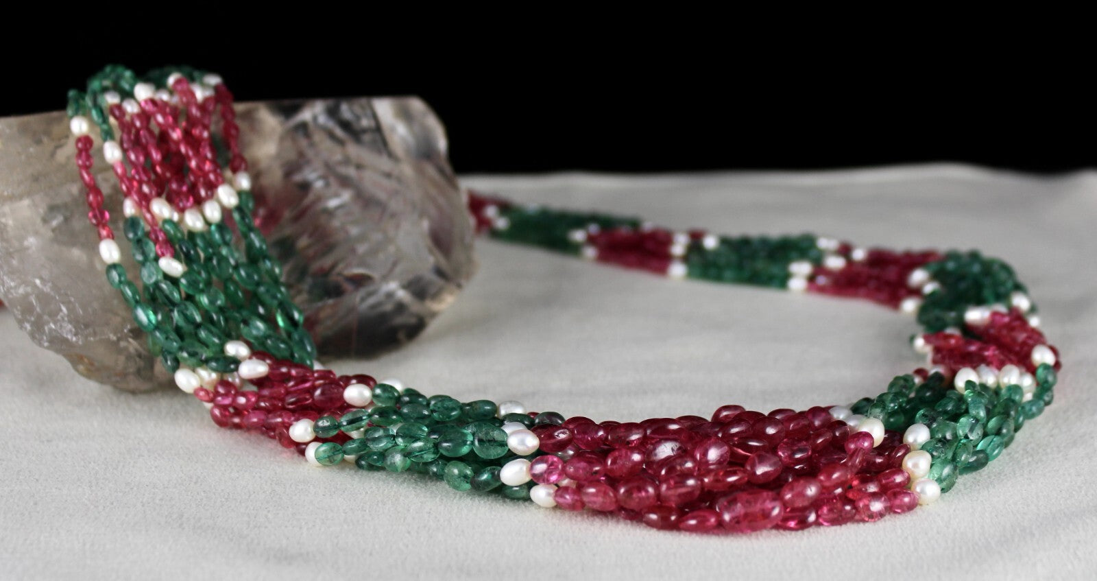 Certified Natural Emerald 690 Ct Spinel Pearl Long Beads Necklace