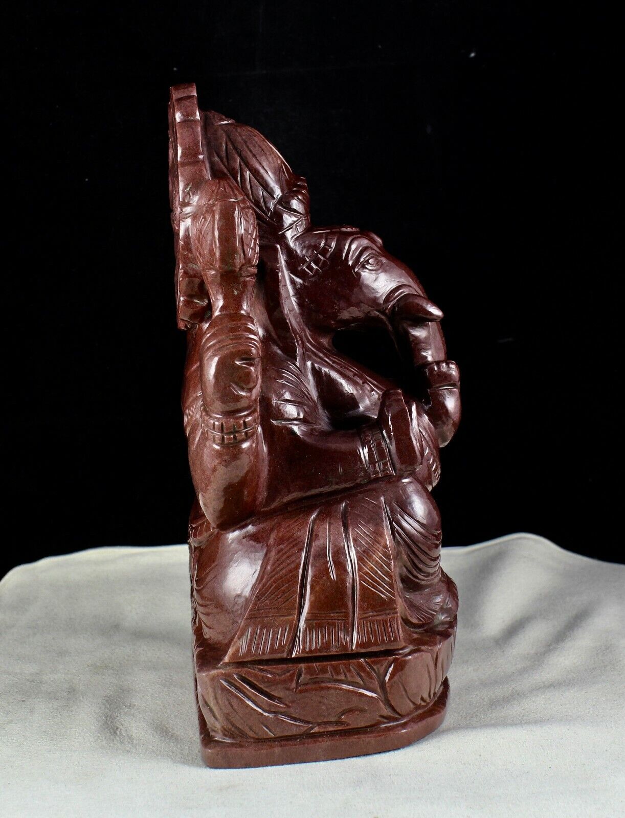 Divine Natural Chocolate Jade 8" 17600 Ct Gemstone Ganesha Statue Home Decor