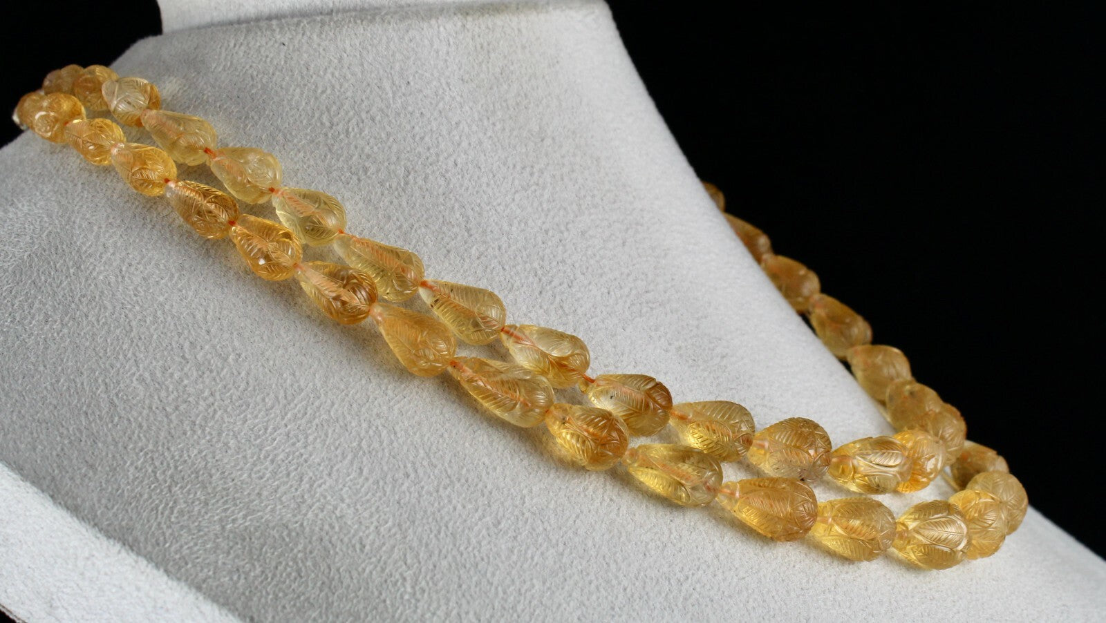 Certified Natural Citrine Carved Drops Beaded Necklace 467 Ct For Women