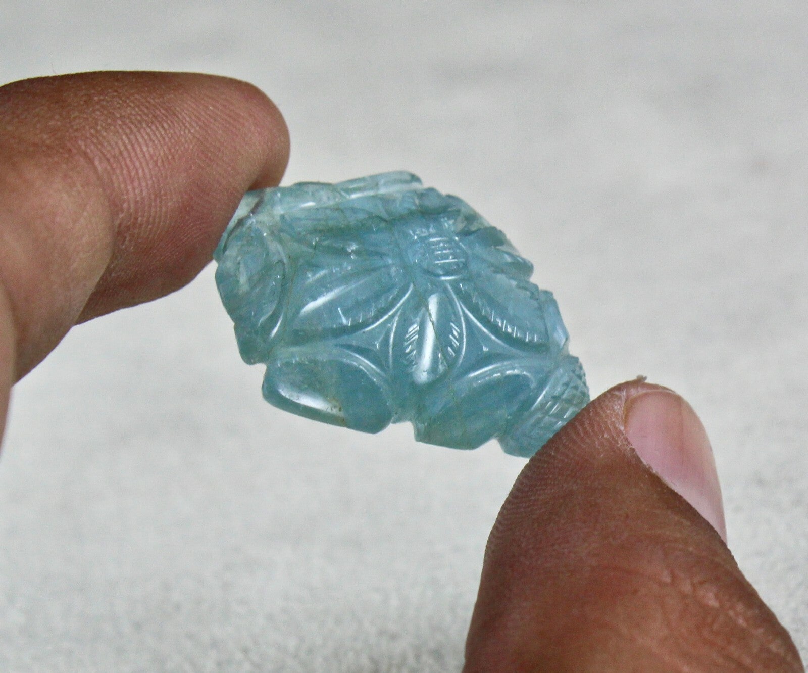 Certified Gtl Natural Blue Aquamarine Carved Pendant 49.71 Ct Design For Women