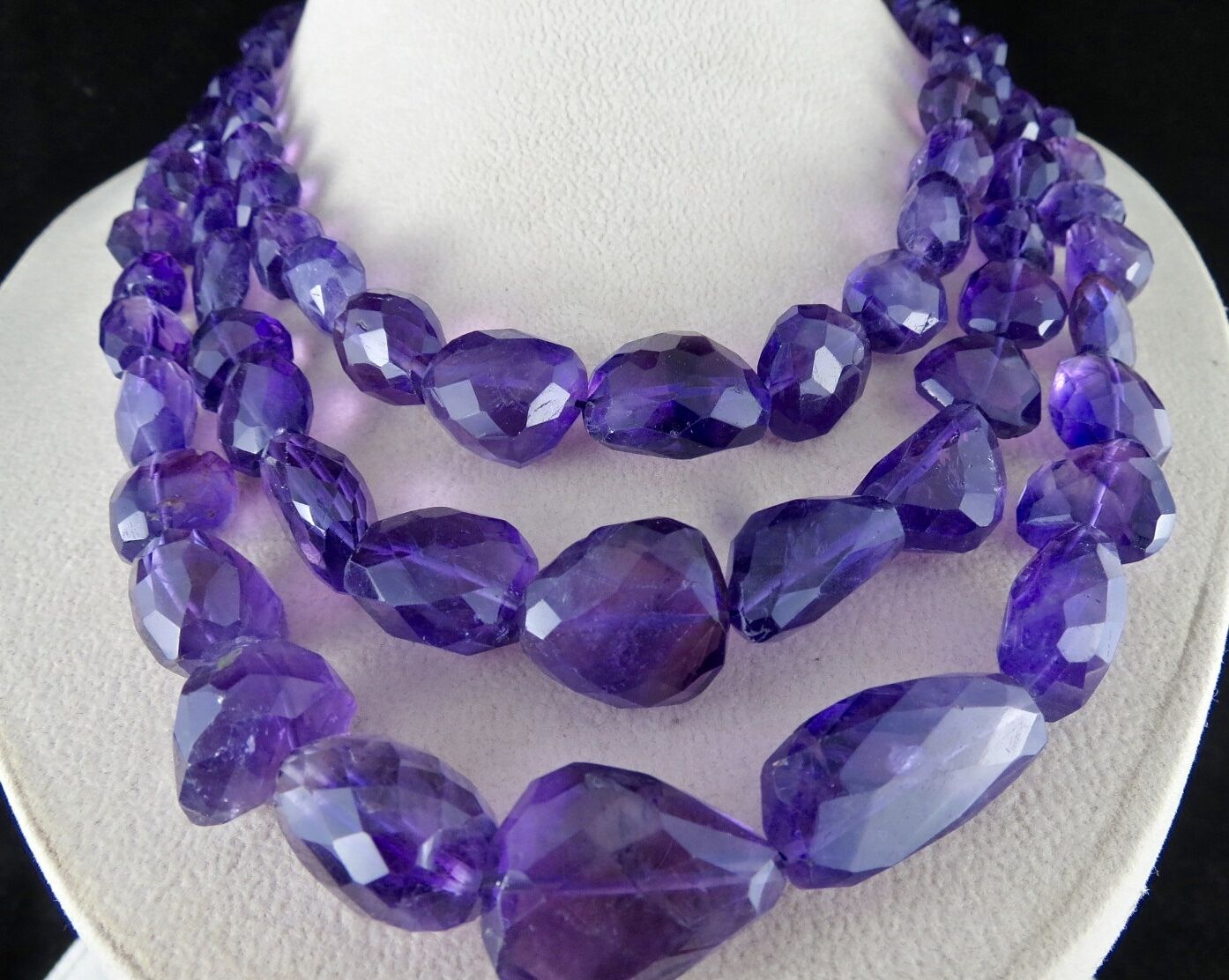 Natural Amethyst Beads Faceted Tumble 3 L 1112 Ct Purple Gemstone Fine Necklace