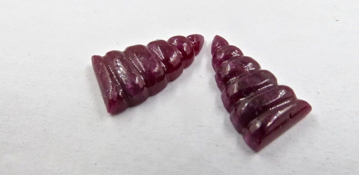 Natural Untreated Ruby Carved Pair 19.92 Carats Gemstone Designing Earring