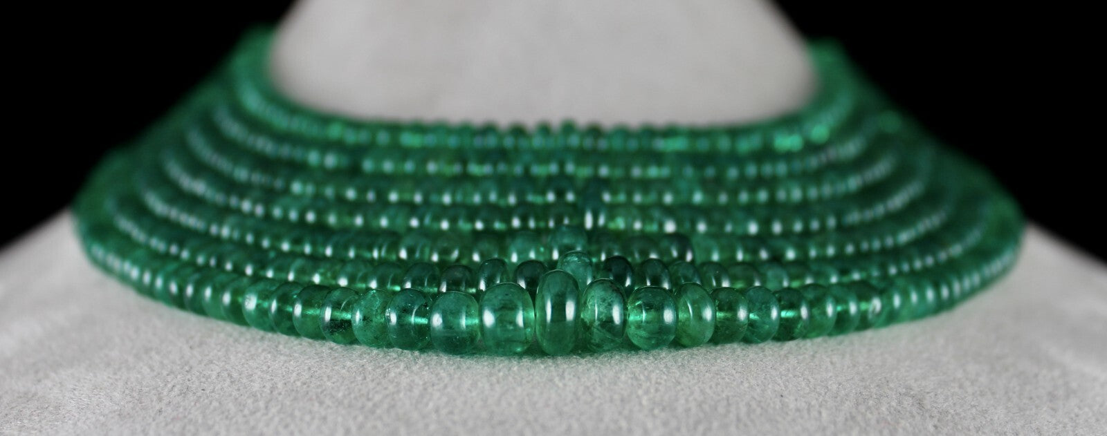 Certified Natural Zambia Emerald Beads 832ct Gemstone Necklace 7 Line