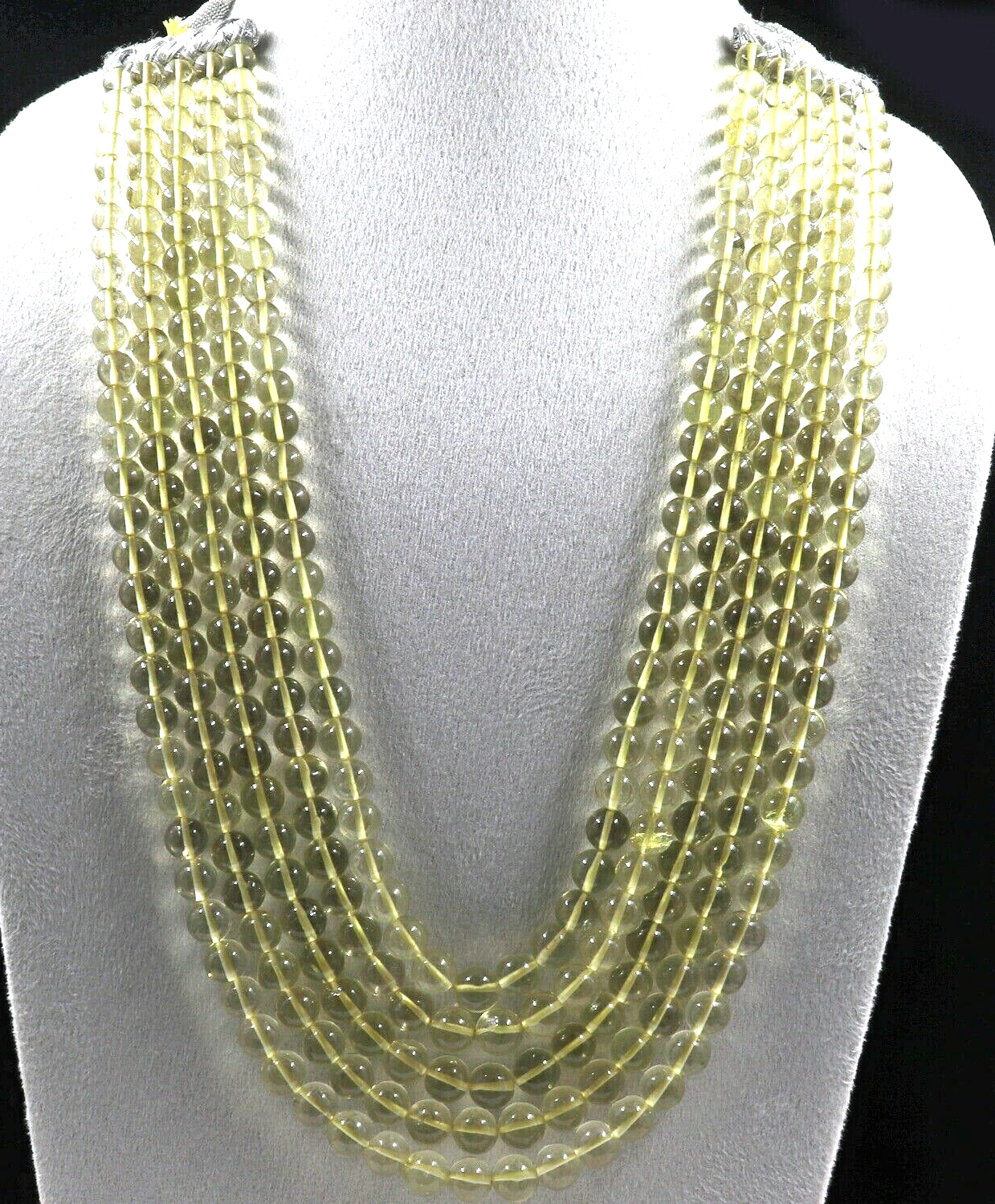 Lemon Quartz Necklace 834 Ct Natural Gem Beads Round Yellow Fashion Jewelry