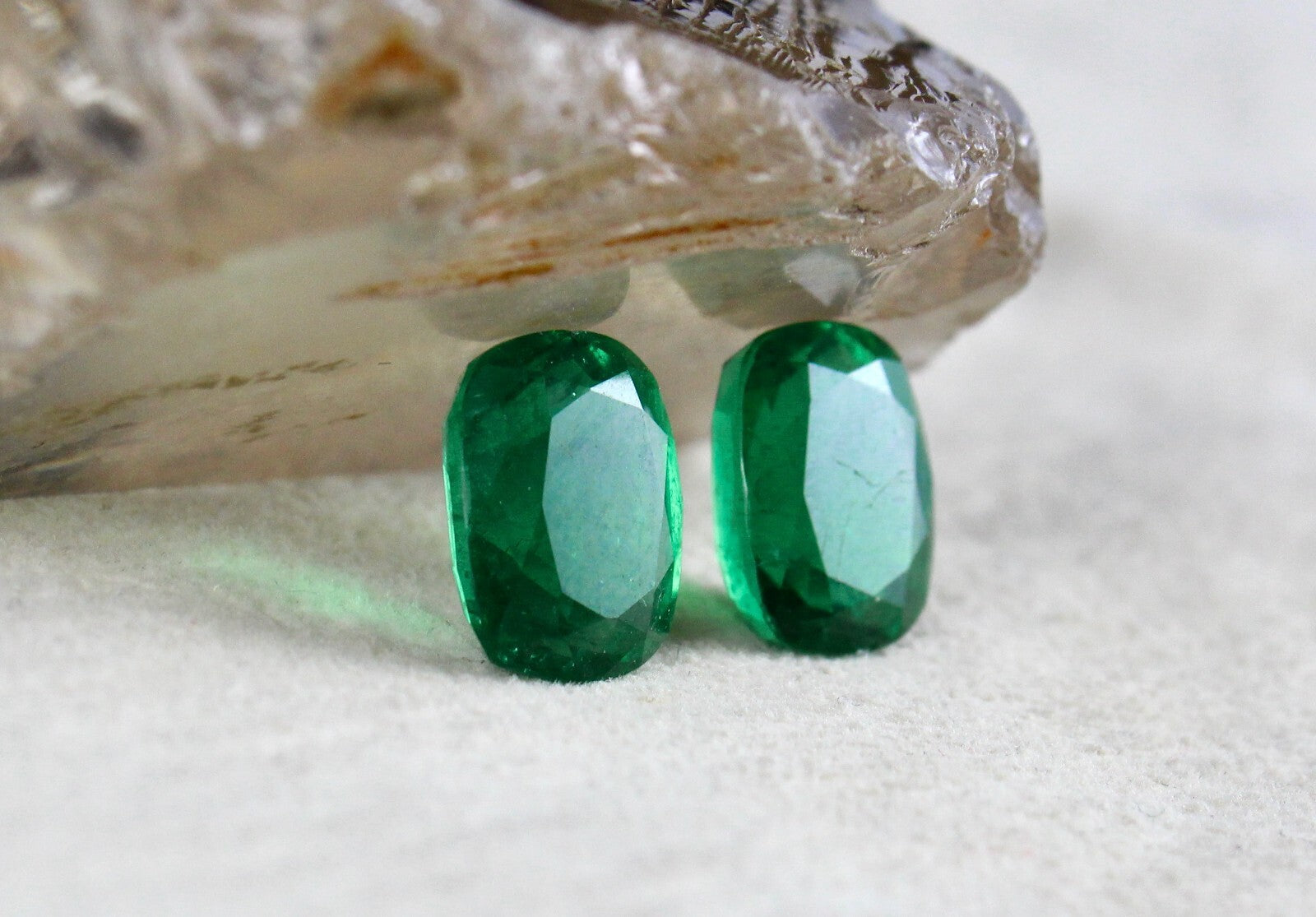 Certified Natural Zambia Emerald 10.55 Ct Cushion Pair Loose Gemstone Earring
