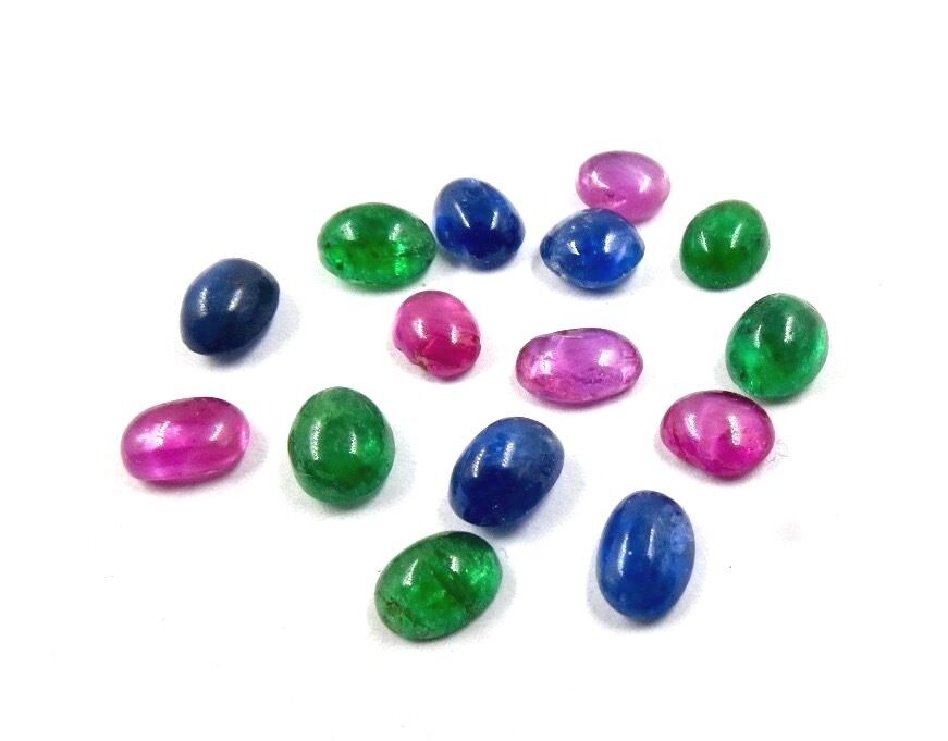 NATURAL EMERALD BLUE SAPPHIRE RUBY OVAL CABOCHON GEMSTONE FOR DESIGNING BRACELET