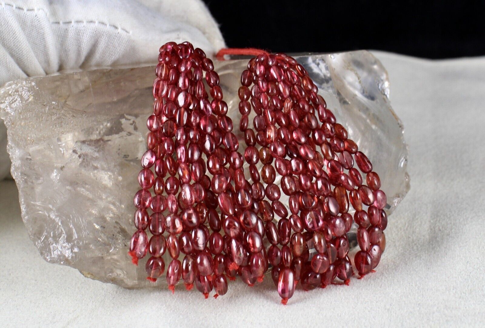 NATURAL CERTIFIED SPINEL BEADS TASSEL LONG 154 CARATS DESIGNING GEMSTONE EARRING