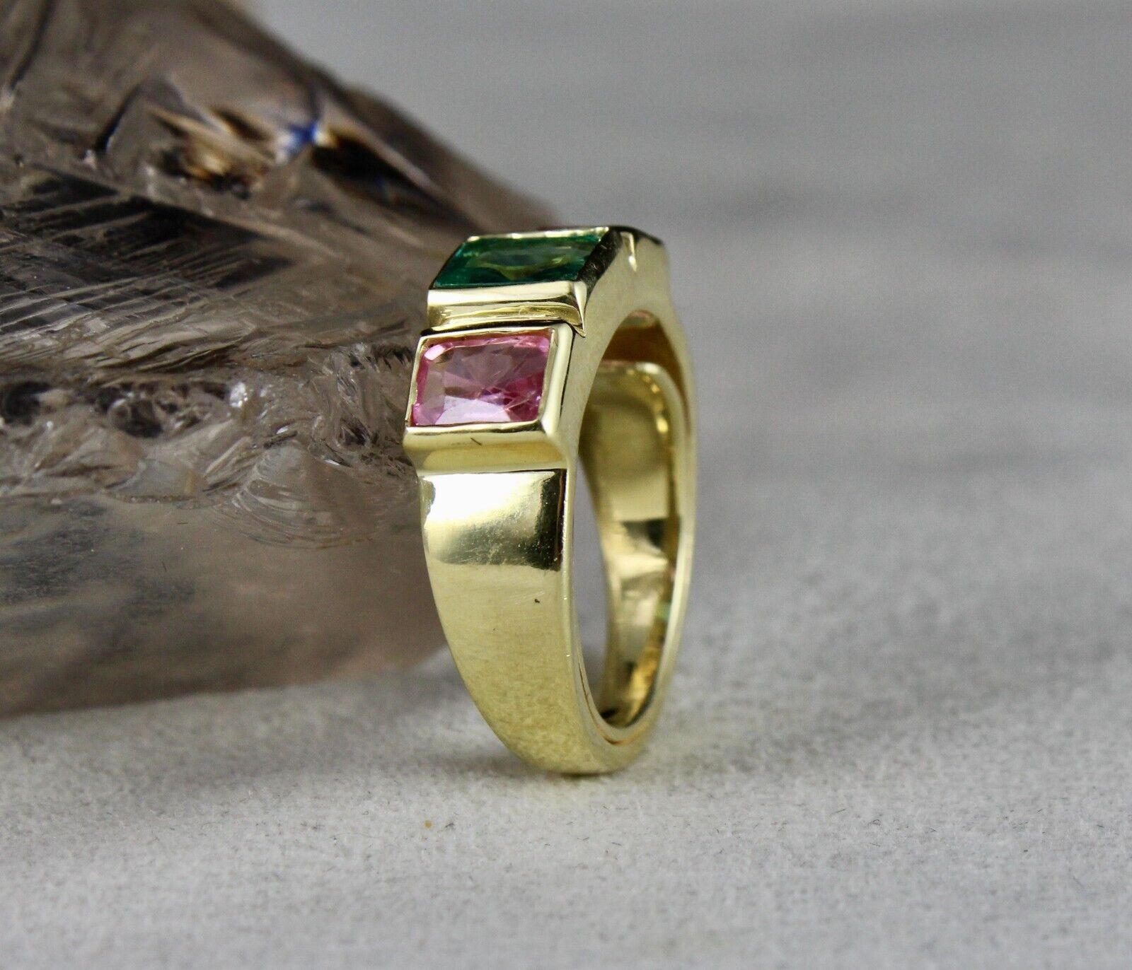 ELEGANT NATURAL OLD SPINEL EMERALD CUSHION GEMSTONE FINEST UNISEX SILVER RING