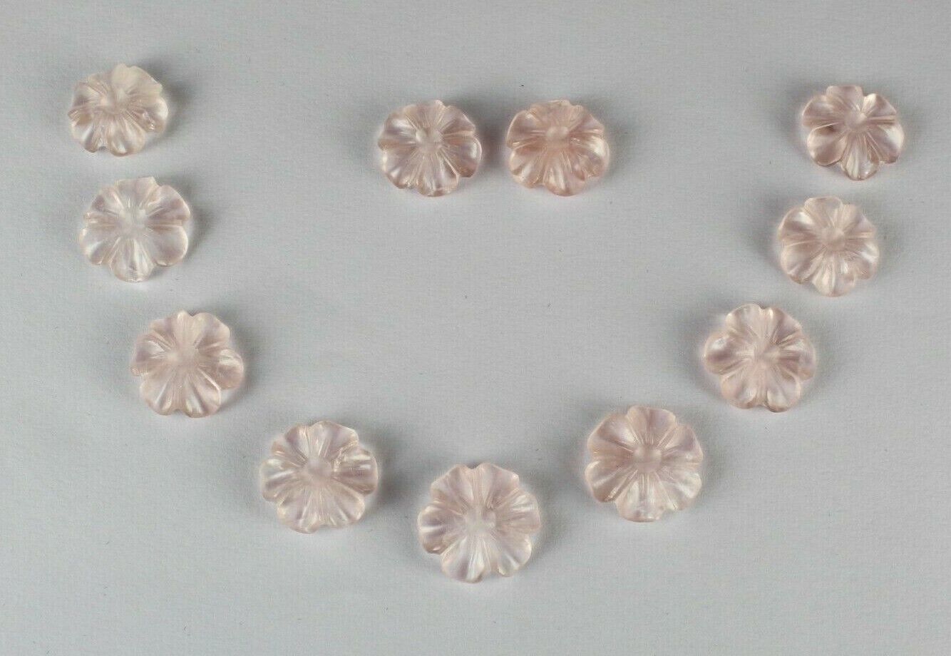 NATURAL ROSE QUARTZ CARVED FLOWER 11 PCS 97.35 CTS GEMSTONE SET FOR DESIGNING