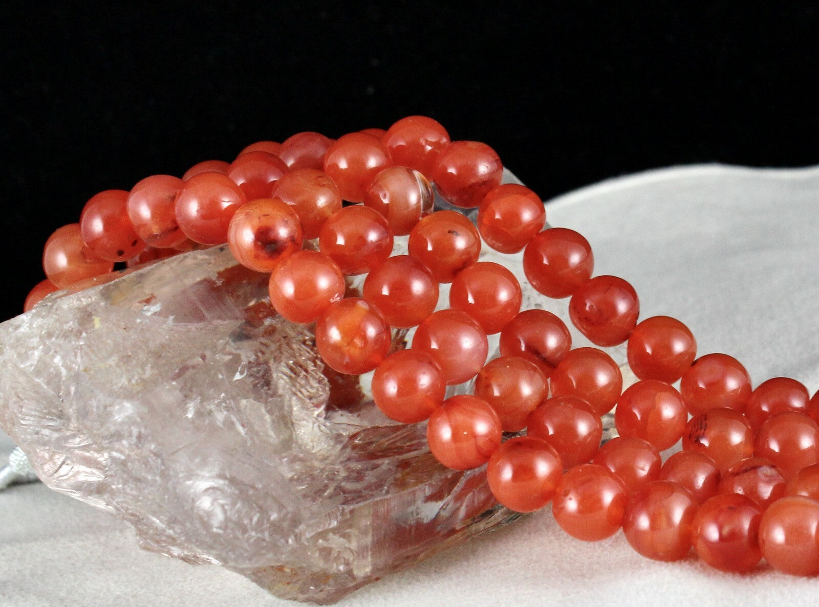 Natural Red Carnelian 929 Carats Beads Round 2 Line Fashion Necklace