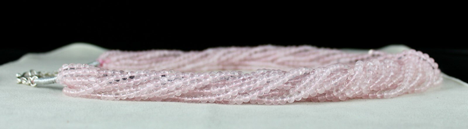 Natural Pink Rose Quartz Beads 1175 Carats Semi-precious 18 Line Necklace