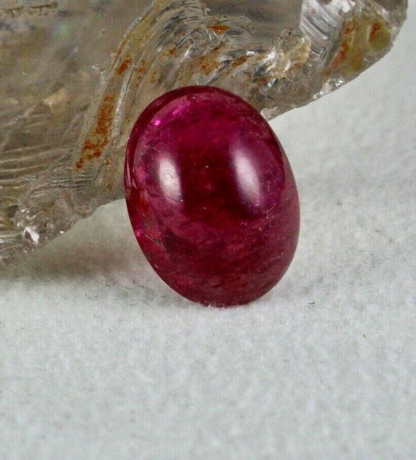 Natural Pink Tourmaline Rubellite 16x12mm Oval Cabochon 10.02 Ct Gemstone Ring