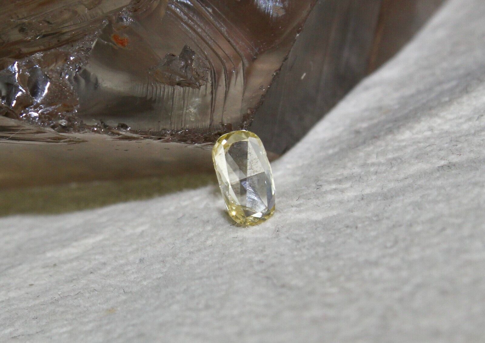 Natural Rose Cut Yellow Diamond Long Oval Shaped 0.91 Cts Stone For Ring Pendant