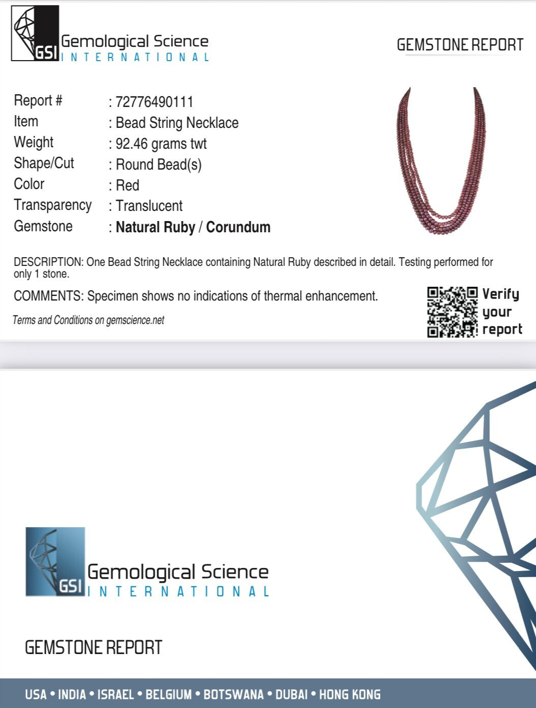 Certified Natural Ruby 439 Ct Round Beads Gemstone Necklace For Women