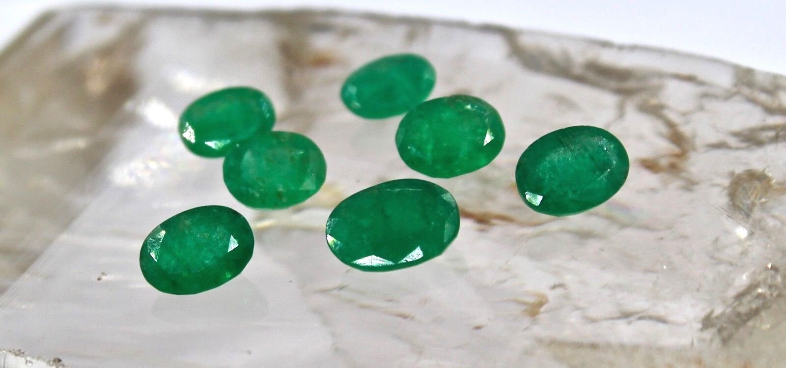 Natural Zambia Emerald Oval Cut 7 Pc 7.30 Ct Loose Gemstone For Designing Set