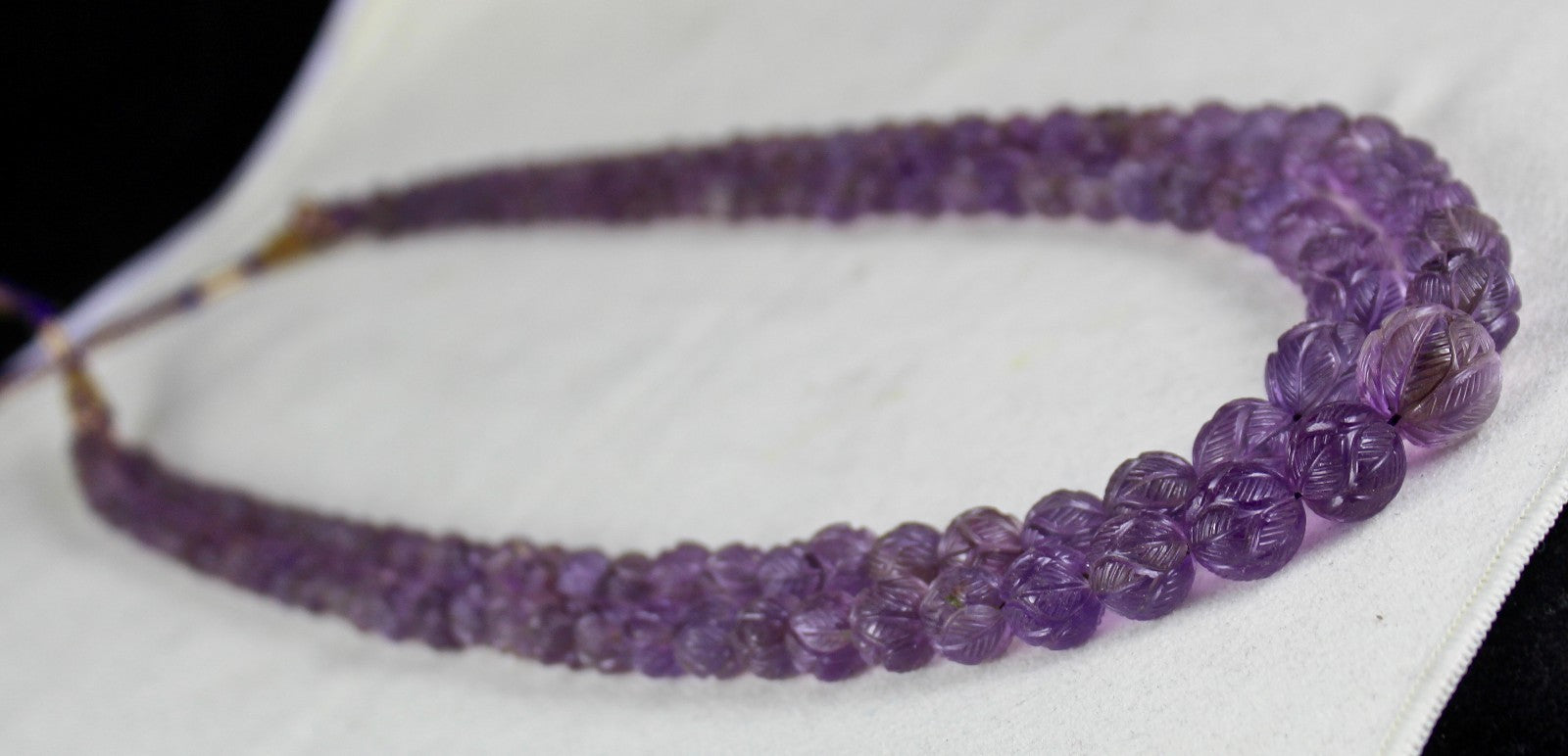 Natural Amethyst 459 Ct Engraved Round Beads Antique Purple Necklace