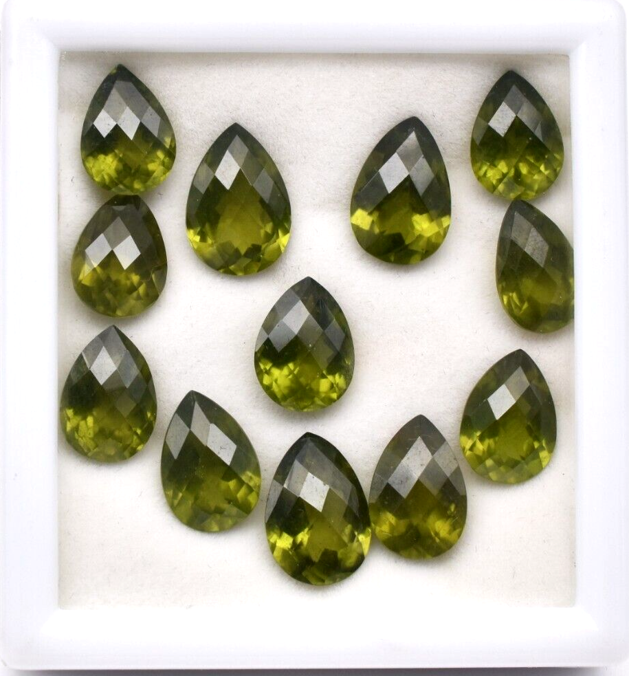 Certified Natural Vesuvianite Idocrase 59.74 Ct Pear Cut Green Gemstone Set