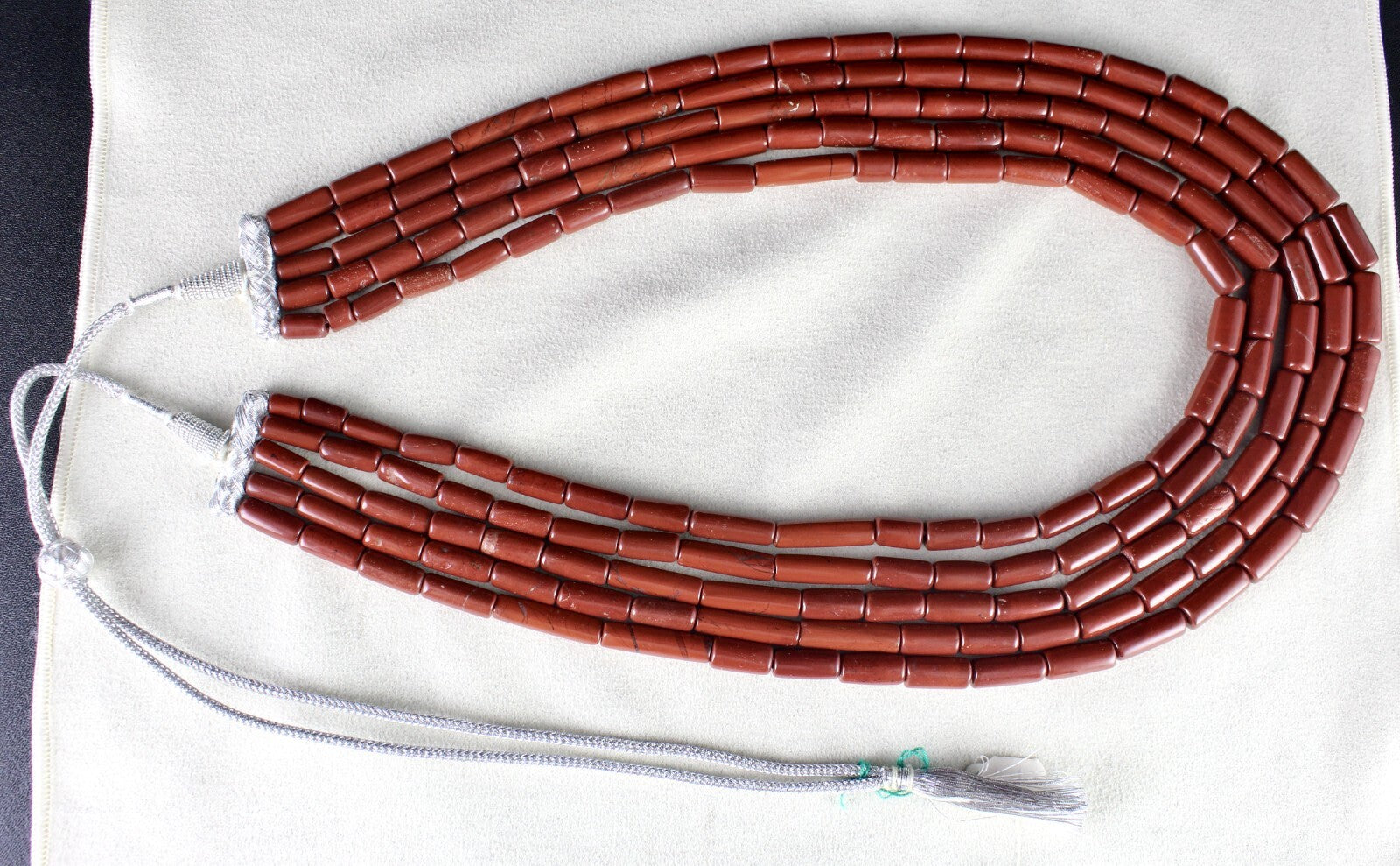 Natural Red Jasper 950 Ct Carved Melon Beads 5 Line Fashion Necklace