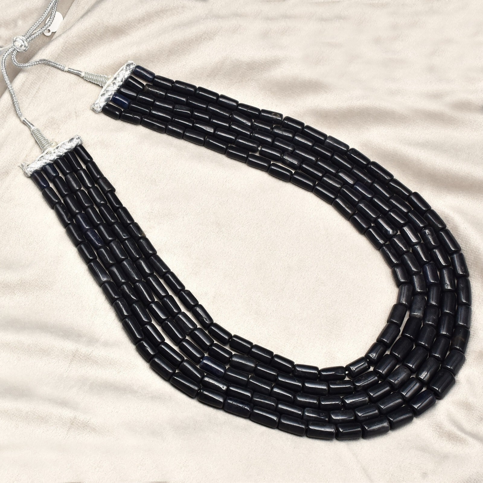 Natural Black Jade Tube Beads 5 L 1579 Ct 16mm Gemstone Fashion Necklace