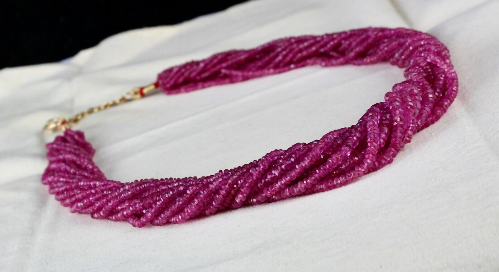 REDDISH NATURAL NO HEAT BURMESE RUBY BEADS FACETED 547 CARATS GEMSTONE NECKLACE