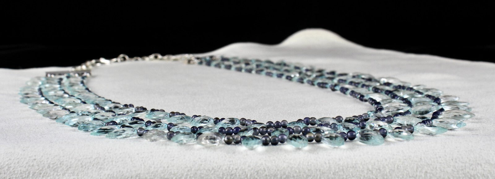 Certified Natural Aquamarine Briolette 290ct Iolite Round Gemstone Necklace