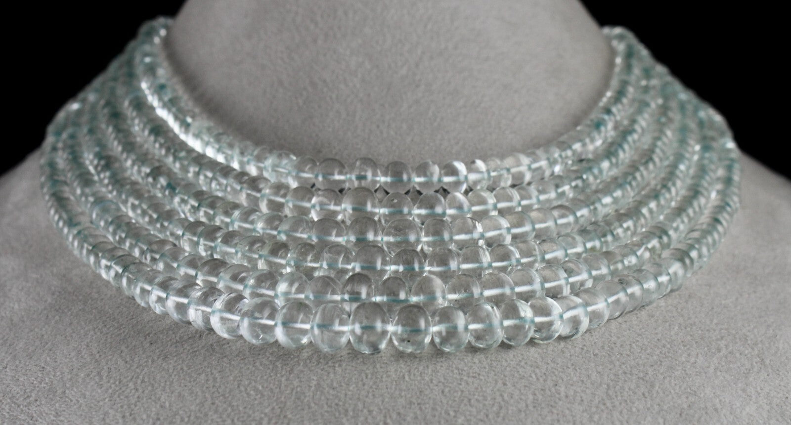 Certified Natural Blue Aquamarine Beads Necklace 880 Ct Round 6 Finest Fashion