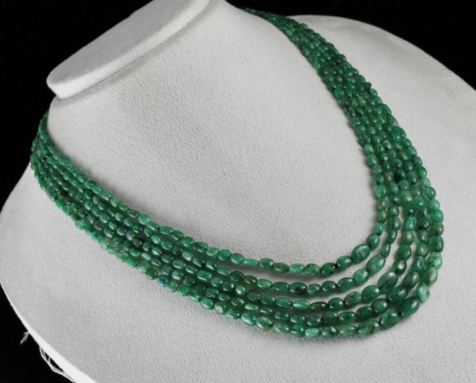 Certified Natural Emerald Beads Cabochon Necklace 5l 322 Carat Vintage Gemstone