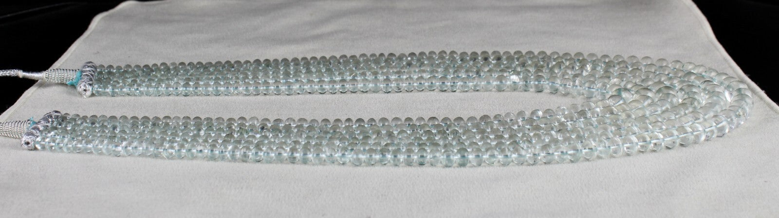 Certified Natural Blue Aquamarine Beads Necklace 880 Ct Round 6 Finest Fashion