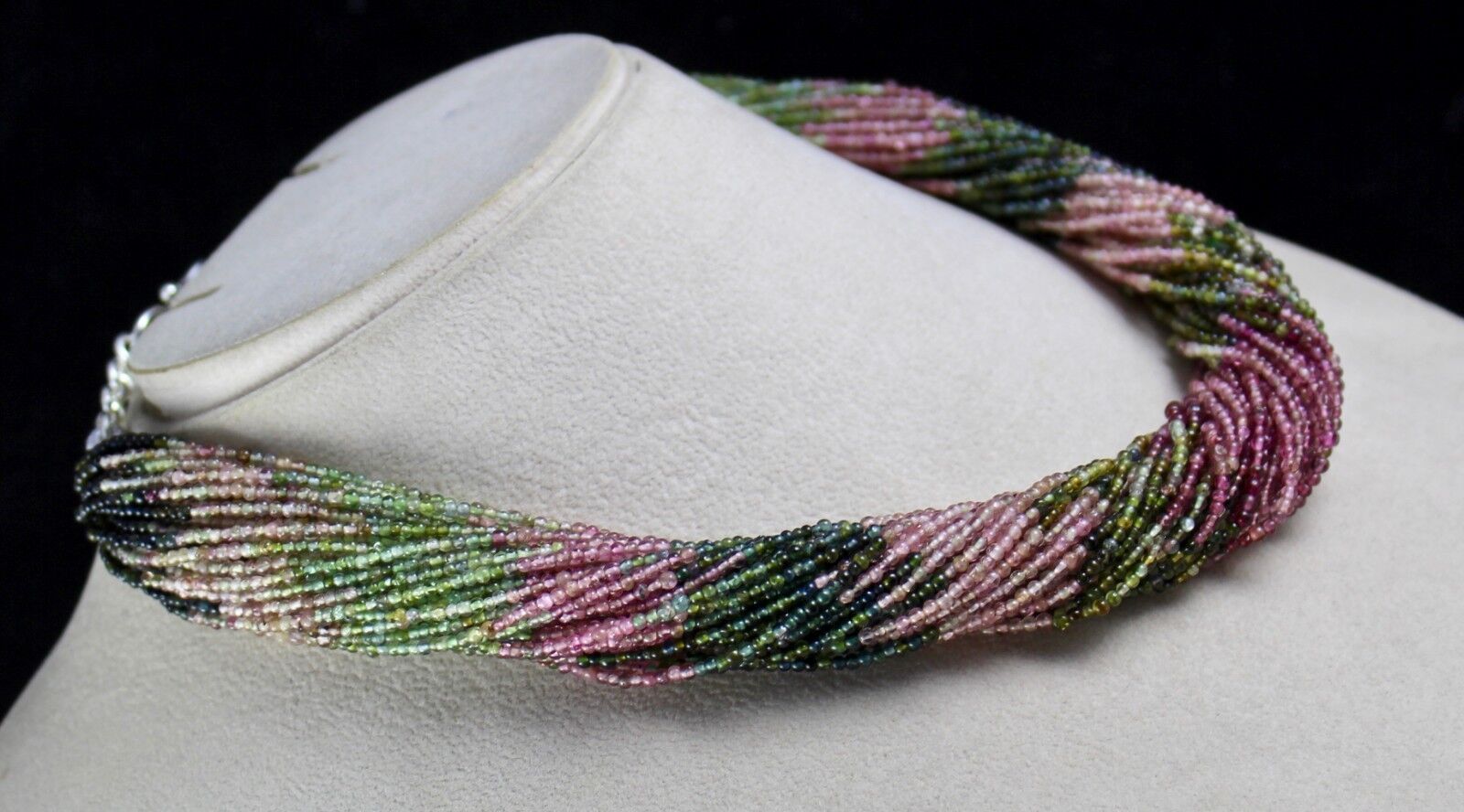 Multi Color Natural Tourmaline Beads 2.5mm 580 Ct Bunch Gemstone Silver Necklace