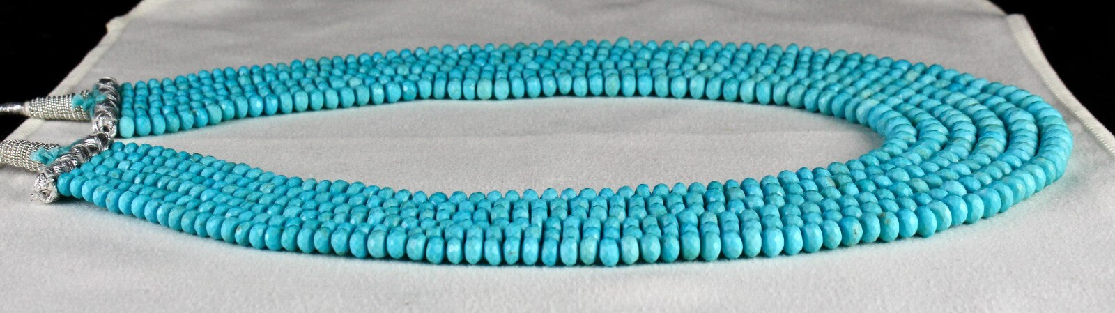 Certified Natural Turquoise Round Beads Necklace 634 Ct Vintage Blue Gemstone