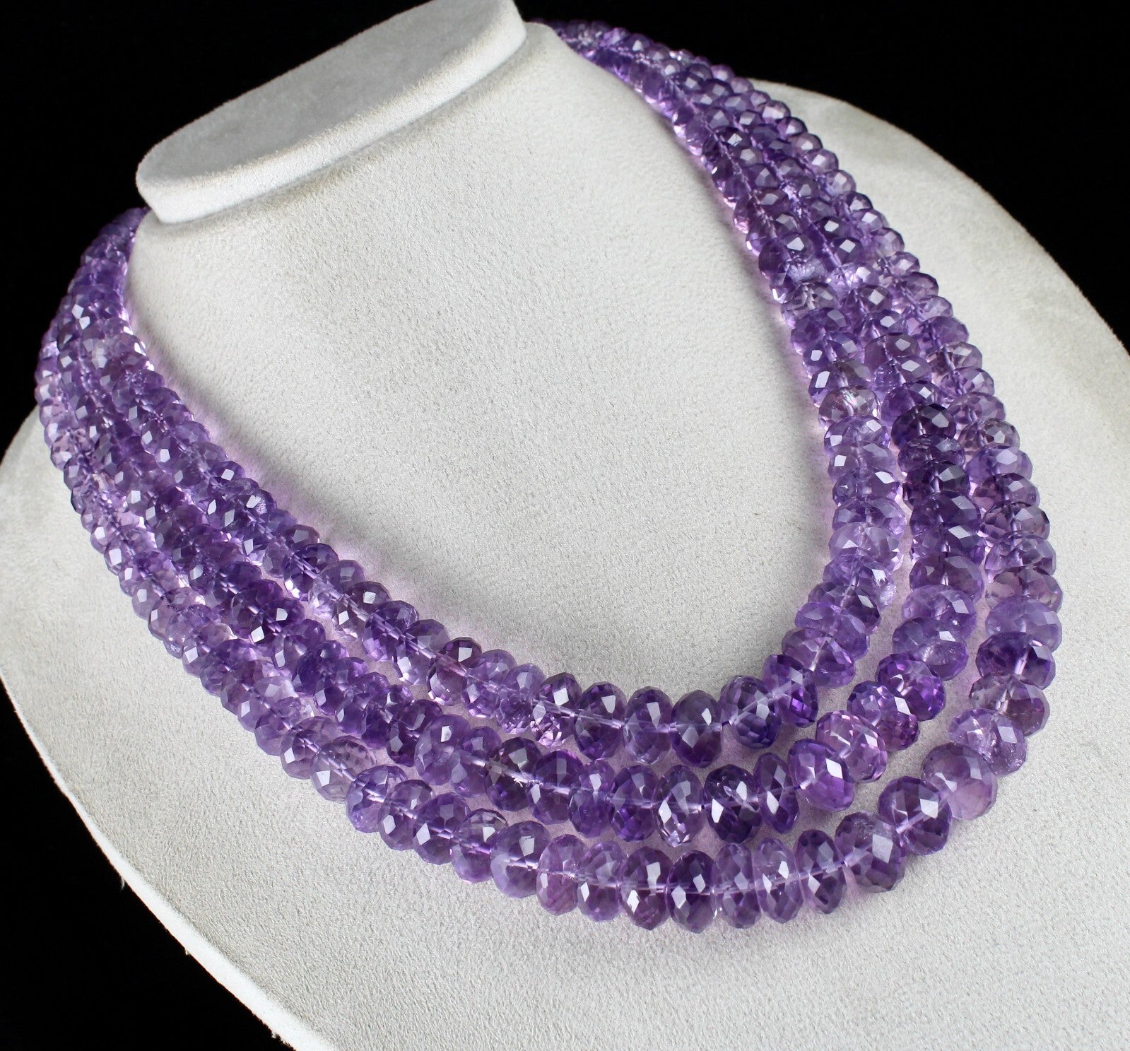 Certified Natural Brazilian Amethyst 1643 Ct Faceted Beads Gemstone Necklace