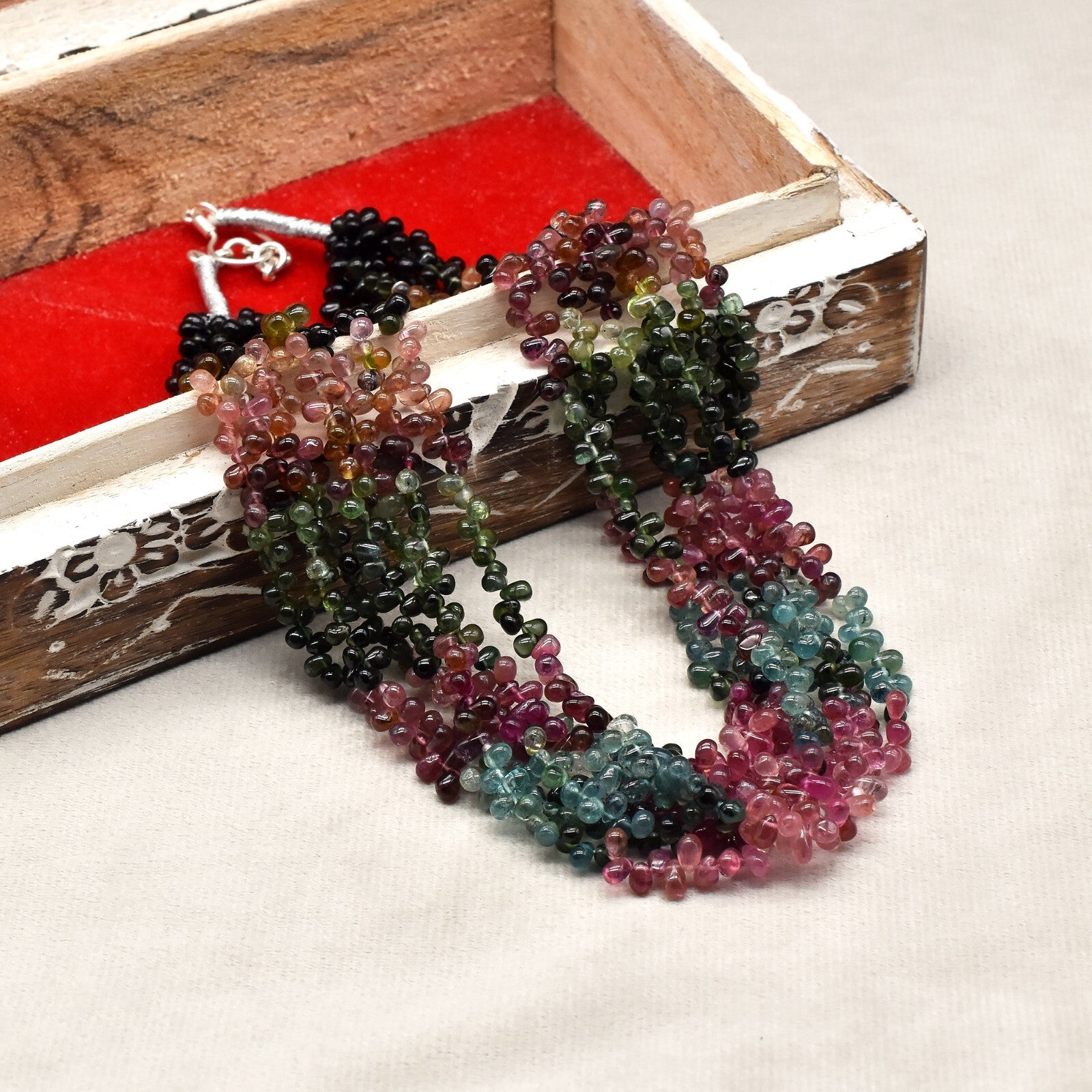 Certified Natural Multi Tourmaline Teardrop 566 Ct Gemstone Necklace For Women