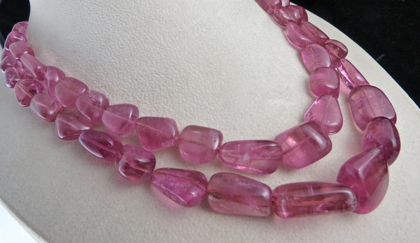 Certified Pink Tourmaline 908 Ct Beads Tumble Gemstone Necklace