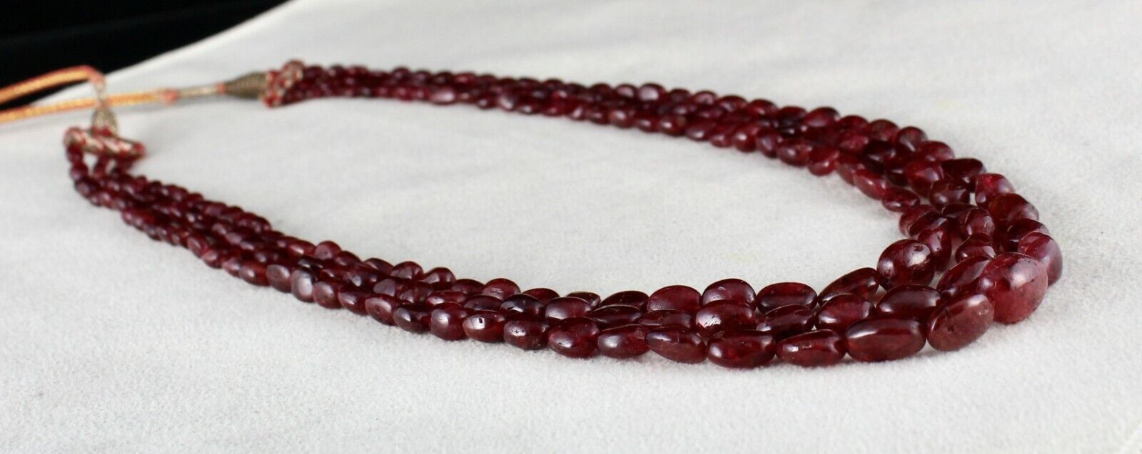 Natural Red Spinel Beaded Necklace 3 Line 313 Carats Gemstone Precious String