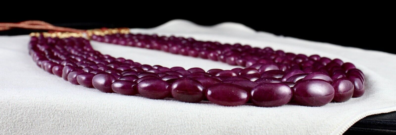 Certified Natural Ruby Beads Cabochon 7L 1781 Ct Red Gemstone Important Necklace