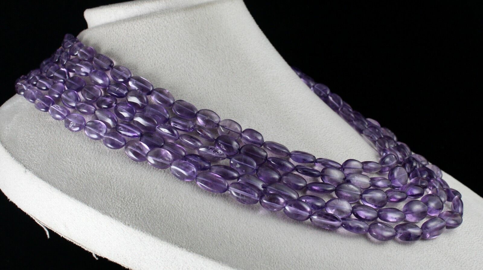 NATURAL AMETHYST BEADS LONG NUGGETS 5 LINE 1055 CARATS GEMSTONE FASHION NECKLACE