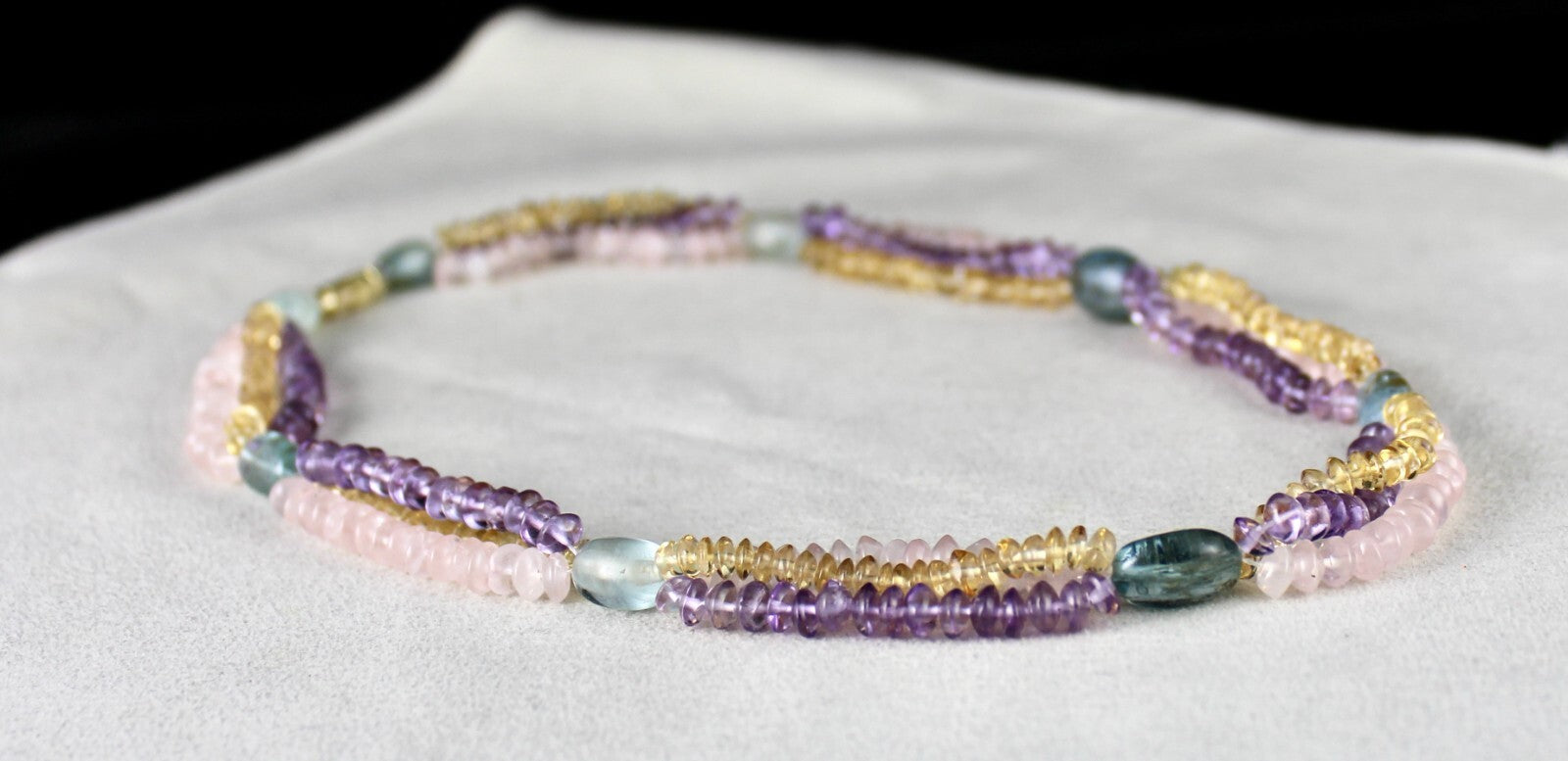 Natural Aquamarine 233ct Citrine Amethyst Rose Quartz Beads Necklace