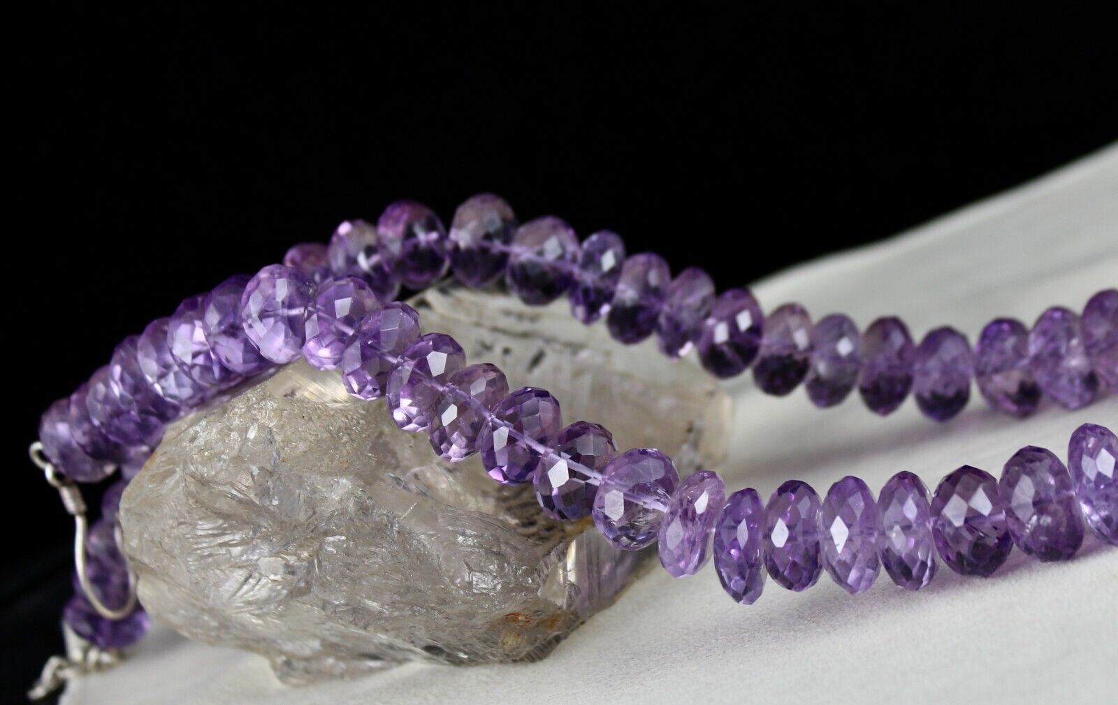NATURAL AMETHYST BEADS FACETED ROUND 1 L 1005 CARATS GEMSTONE FASHION NECKLACE