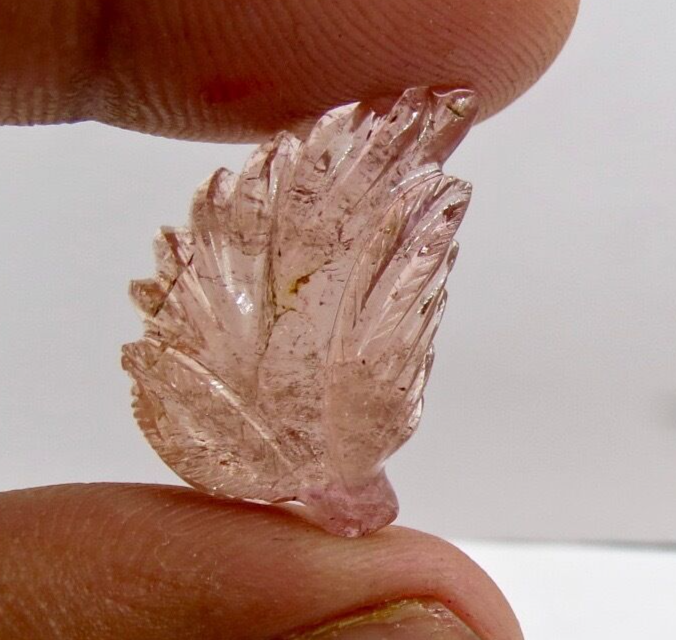 Natural Tourmaline Carved Leaf 14.43 Ct Loose Gemstone For Pendant Or Ring