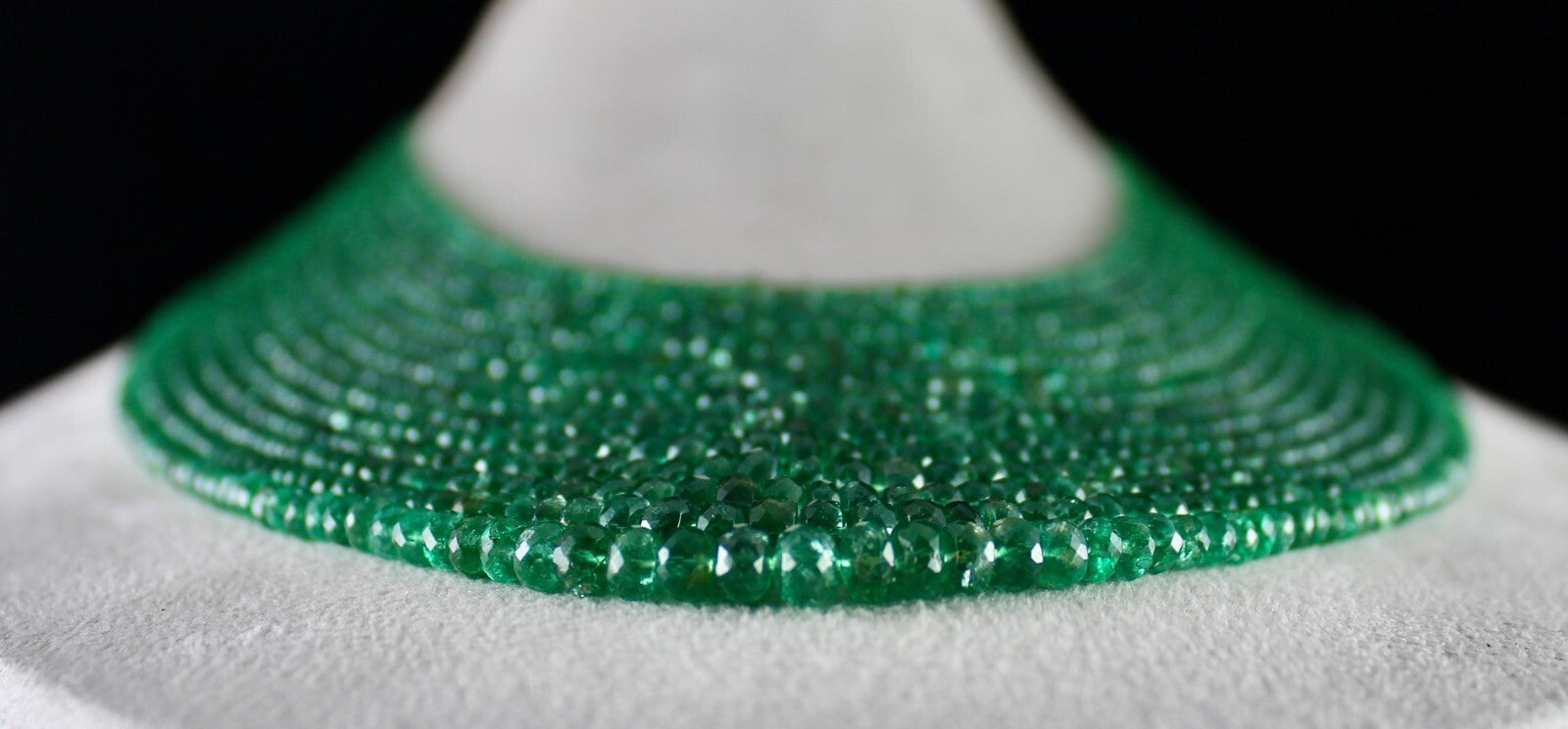 Natural Zambian Emerald Necklace 640 Ct – Faceted Round Beads, Certified Jewelry