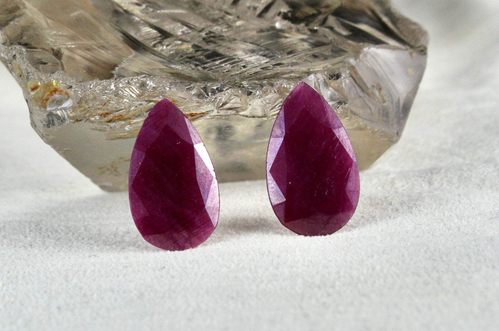 Certified Natural Untreated Ruby Pear 60.06 Ct Gemstone Earring Pair Design